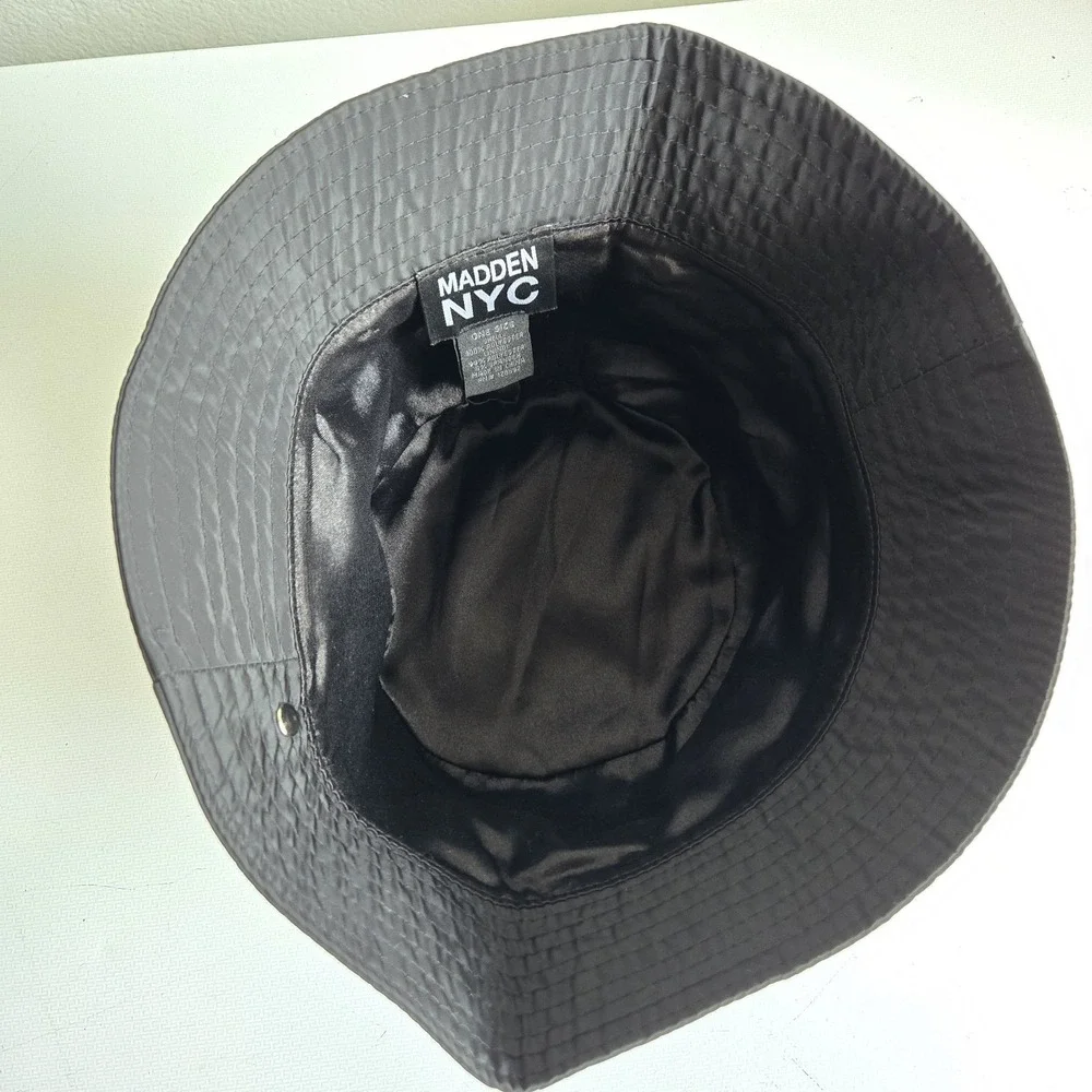 Madden NYC Black Studded Bucket Hat Punk Cyber Streetwear Goth Y2K‎